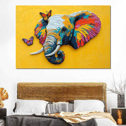 Elephant Harmony with Butterflies - NicheCanvas