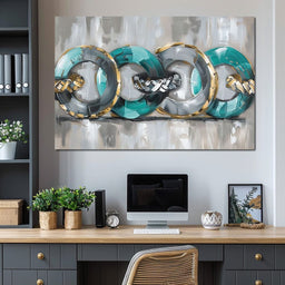 Aqua Rings of Serenity - NicheCanvas