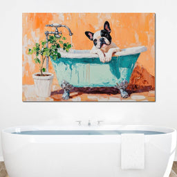 French Bulldog in the Tub - NicheCanvas