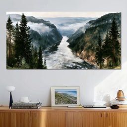 Where The Mountain River Bends - NicheCanvas