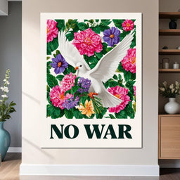 No War Dove Flower Garden - NicheCanvas