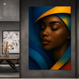 Radiant Silence Blue Gold Muse - NicheCanvas