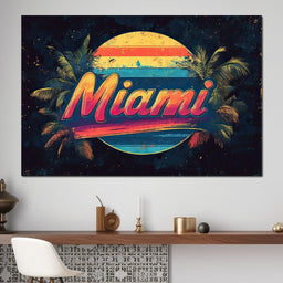 Miami Sunset Retro Vibes - NicheCanvas