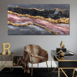Gilded Onyx Rose Quartz Flow - NicheCanvas