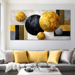 Modern Gold Geometric Orbs - NicheCanvas