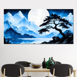 Moonlit Tranquil Peakscape - NicheCanvas