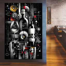 Mechanical Wine Mosaic - NicheCanvas