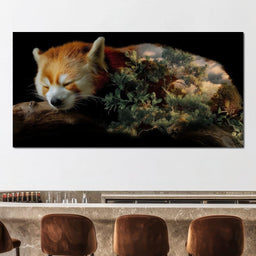 Sleeping Red Panda Forest Dream - NicheCanvas