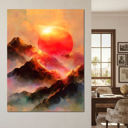Radiant Dawn Over Ignited Peaks - NicheCanvas