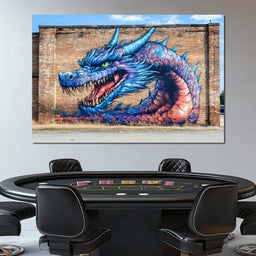 Street Art - Dragon's Fiery Majesty - NicheCanvas