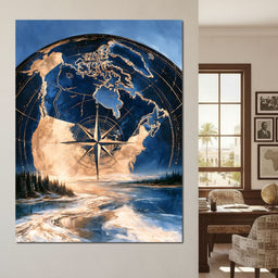 Northern Compass Over Frozen Tundra - NicheCanvas