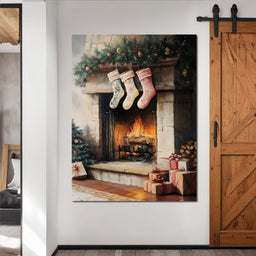 Cozy Christmas Hearth Stockings - NicheCanvas