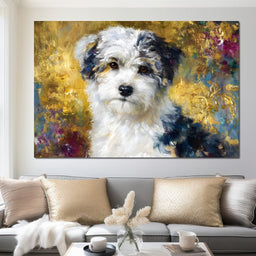 Golden Garden Puppy Portrait - NicheCanvas
