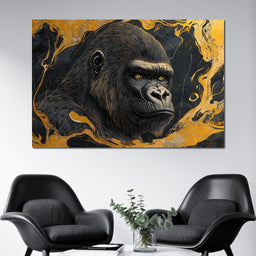 Majestic Stare Golden Waves - NicheCanvas
