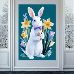 Easter Bunny With Daffodils - NicheCanvas