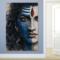 Shiva Gaze Ancient Script Face - NicheCanvas