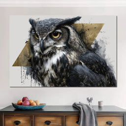 Golden Eyed Owl Portrait - NicheCanvas