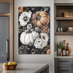 Autumn Pumpkin Floral Reverie - NicheCanvas
