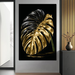 Gilded Leaf Of Dark Night - NicheCanvas