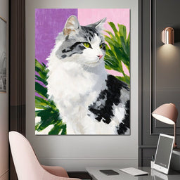 Emerald Eyed Cat Tropical Muse - NicheCanvas