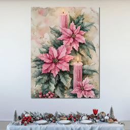 Festive Poinsettia Candle Glow - NicheCanvas