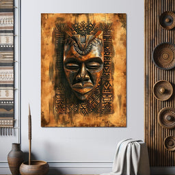 Ancient Tribal Mask Design - NicheCanvas