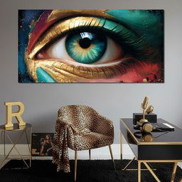 Golden Teal Visionary Eye Portrait - NicheCanvas
