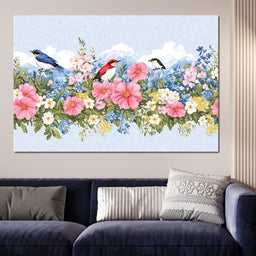 Birds Among Blossoming Peaks - NicheCanvas