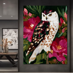 Owl Garden Bloom Portrait - NicheCanvas