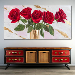 Ruby Roses Gold Leaf Bouquet - NicheCanvas