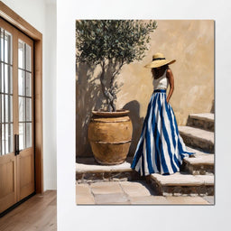 Sun Hat Lady By Olive Tree - NicheCanvas