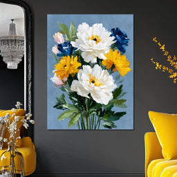 Blue Garden Peony Bouquet - NicheCanvas