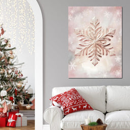 Rose Glimmer Snowflake Elegance - NicheCanvas