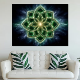 Celestial Green Knot Mandala - NicheCanvas