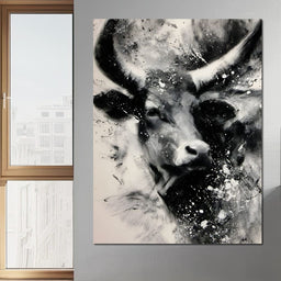 Monochrome Bull Force Unleashed - NicheCanvas