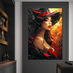 Fiery Elegance in Noir - NicheCanvas