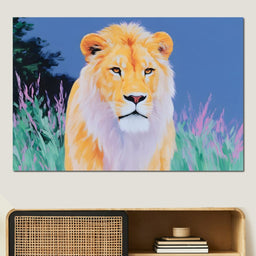 Golden Lion in Wilderness - NicheCanvas