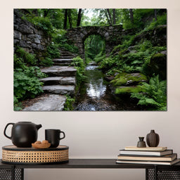 Forest Stone Archway Pathway - NicheCanvas
