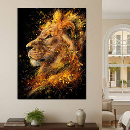 Majestic Lion Firestorm Portrait - NicheCanvas