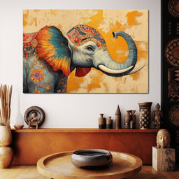 Elephant Splendor Floral Harmony - NicheCanvas
