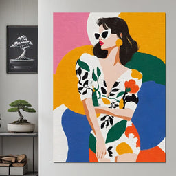 Retro Chic Diva Color Pop Portrait - NicheCanvas