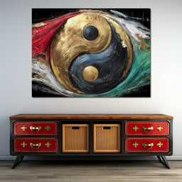 Golden Yin Yang Celestial Balance - NicheCanvas