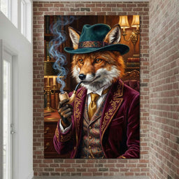 Gentleman Fox Smoking - NicheCanvas