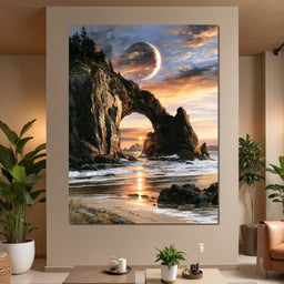 Celestial Arch Over The Golden Tide - NicheCanvas