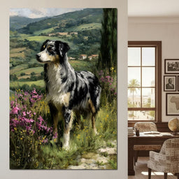 Australian Shepherd Meadow Sentinel - NicheCanvas