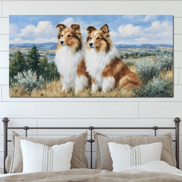 Pastoral Collie Duo Countryside - NicheCanvas