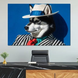 Husky in Chic Fedora Style - NicheCanvas