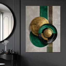 Emerald Gold Geometric Circles - NicheCanvas