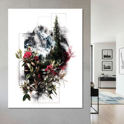 Alpine Peak Floral Montage - NicheCanvas