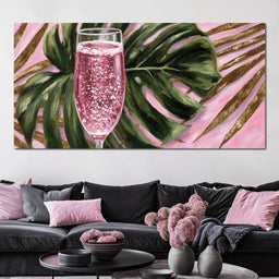 Pink Fizz Monstera Gold - NicheCanvas
